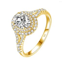 Cluster Rings Real 1.5ct Oval Cut Moissanite Silver 925 For Women Plated Yellow Gold Sparkling Accessories Christmas Gifts Fine Jewelry