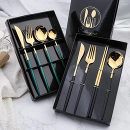 Flatware Sets 4PCS/2PCS Upscale Cutlery Set Dinnerware High Quality Stainless Steel Tableware Knife Fork Spoon Gift With Box