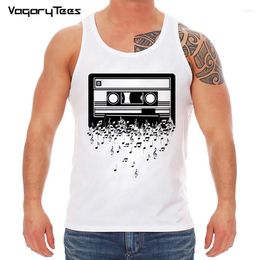 Men's Tank Tops Music Lovers Summer Men Top Notes Falling Out Vintage Audio Mix Tape Print Vest Brand Male