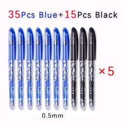 Pens 500Pcs 0.5mm Erasable Refill Rods 50Pcs Erasable Gel Pen Washable Handle Blue/Black/Red Ink for School Office Writing Tools