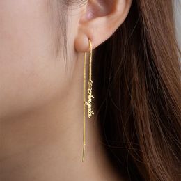 Dangle Chandelier Personalised Chains Tassel Earrings for Women a pair Custom Name Pandent Linear Threader Girls Stainless Steel Jewelry 230629