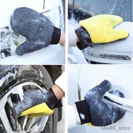 Glove Microfiber Thick Car Wash Gloves Waterproof Car Cleaning Wax Detailing Brush Auto Care Double-faced Glove Tools Accessory R230629