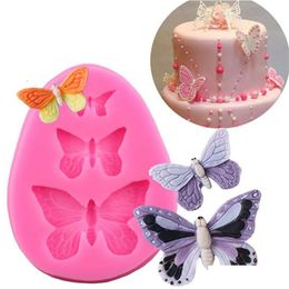 Baking Moulds Butterfly Mold Sile Accessories 3D Diy Sugar Craft Chocolate Cutter Mod Fondant Cake Decorating Tool 3 Colors Drop Del Dhlws