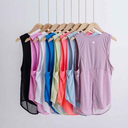 LUU Women's T-Shirt Designer Luxury tracksuit Tops Tees Sports Yoga Vest Running Smock Yoga Wear Women's Sleeveless Sports Breathable T-shirt Mesh Casual joggers