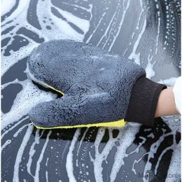 Glove Soft Coral Fleece Car Washing Gloves Clean Window Door Water Absorption Soft Care Furniture Glass Dust Cleaning Washer R230629