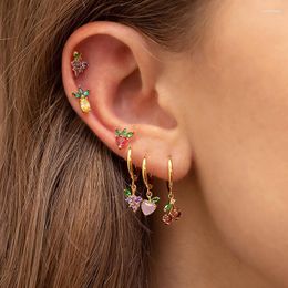 Hoop Earrings Fashion Cubic Zirconi Fruit Small For Women Stainless Steel Cherry Cartilage Piercing 2023 Trend Jewellery