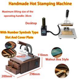 Handmade Hot Foil Stamping Machine Desktop Or Walnut Box Style With Number Symbols Type Slot And Cover Plate For Leather Goods Logo