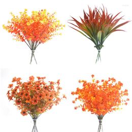 Decorative Flowers 7 Fork Eucalyptus Leaf Artificial Plants Persian Fern Halloween Decoration Fake Flower Plant Wedding Home Party