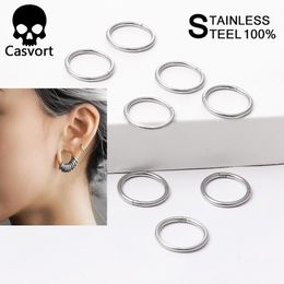 Navel Bell Button Rings Casvort 1020 PCS Stainless Steel Segment Hoop Ring Ear Cartilage Helix Lip Piercing Nose Earrings 230628