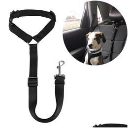 Dog Collars Leashes Cat Safety Seat Belt Strap Car Headrest Restraint Adjustable Pet Restraints Vehicle Seatbelt Harness Xbjk2106 Dhiqg