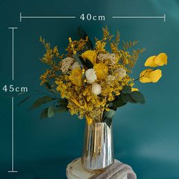 Dried Flowers Beautiful Eternal Roses Bouquet Autumn High Quality Big Room Table Wedding Home Decor Mum Creative Gift