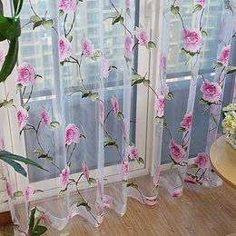 Curtain 2023 Modern Floral Tulle Window Sheer For Living Room Cortinas Curtains Bedroom Kitchen Panel Draperies 1pc