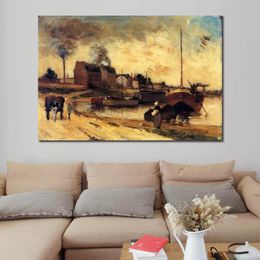 Figurative Art on Canvas Cail Factories and Quai of Grenelle Paul Gauguin Paintings Handmade Modern Artwork Kitchen Room Decor