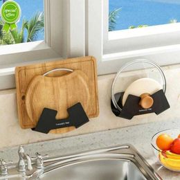 Lid Rack Holder Wall Mounted Pan Pot Cover Stand Multifunction Cutting Board Holder Home Kitchen Organizer Storage Accessories