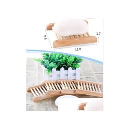 Soap Dishes Home Wooden Natural Bamboo Tray Holder Storage Rack Plate Box Container Bathroom Saver Rectangar Sink Drainer Hand Craft Dhlba
