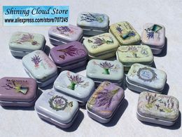 Bags 32 Pc/Lot Lavender Style Mini Cover Iron Tin Metal Pencil Case / Can/Pill Cute Small Kit/Candy Storage Gift Box