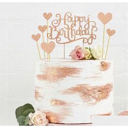 Party Decoration Happy Birthday Cake Toppers Glod Glitter Letters With Love Star Decor Decorations Set Of 7 Xb1 Drop Delivery Home G Dhk4O