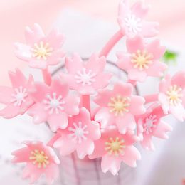 Pens 30Pcs Korean Creative Cherry Blossom Soft Silicone Neutral Pen Flower Gel Pens Cute School Supplies Stationery