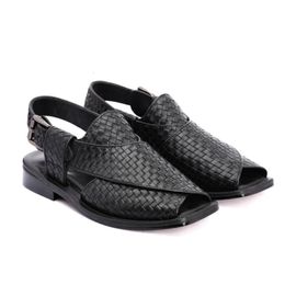 Sandals Black for Men Brown Woven Buckle Strap Shoes Leisure Vacation Beach Size 3846 230629