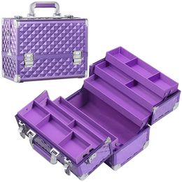 Makeup Train Cases Professional Case Large Cosmetics Organizer Box 6 Trays with Shoulder Strap Travel Make Up Manicure Storage 230628
