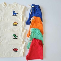 Clothing Sets 0-5 years old baby clothes summer girl boy cartoon dinosaur short-sleeved T-shirt boys and girls short-sleeved shorts suit 230628