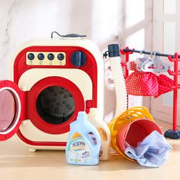 Tools Workshop Kids Washing Machine Toy Pretend Play House Mini Simulation Electric Toys Rotate Kinetic Cleaning Preschool Toys For Girls 230628