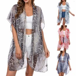 Women's Swimwear European And American Style Beach Clothes Summer Chiffon Sunscreen Shawl Foreign Trade Bat Sleeve Cardigan Bikini Blouse