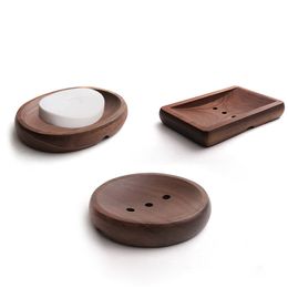 Soap Dishes Bathroom Soap Box Walnut Wooden Log Soap Holder Handmade Soap Dish Mildew Drain Soap Tray Bath Shower Soap Organizer 230629