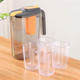 Dinnerware Sets 1 Set Of Plastic Pitcher With Strainer Water Jug Tea Kettle Household Cups