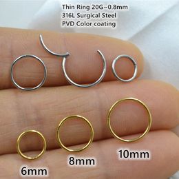 Navel Bell Button Rings 50PCS 20G 316L Steel Thin Bar Ear NoseLip Hoop Ring Seamless Septum Segment Clicker Cartilage Earring Daith Helix 230628