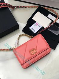 Brand Top Strap Handbag Plaid Wallet Double-letter Solid Button Cotton Sheepskin Plain Pattern Women's Shoulder 641