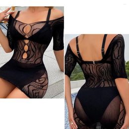 Casual Dresses Women's Sexy Mesh Bodycon Dress Sex Slim Underwear Costumes Erotic Short Mini Fishnet Hollow Perspective Party Nightdress