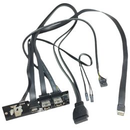 Computer Motherboard Type E 19Pin 9Pin Power SW To Type-C USB 3.1 3.0 HD Audio Front on/Off Switch Light Panel Extension Cable