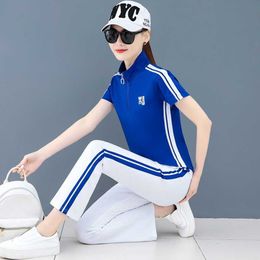 2023 Sports Women's Summer Two Piece Set Casual Loose Fit Running Ghost Square Dance High end Sportswear jogging suits ladies tracksuits