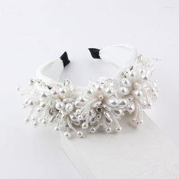 Hair Clips Exquisite Wide Cloth Headband Fashion Pearl Flower Tassel Light Luxury Ladies Prom Gorgeous Accessories 873