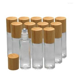 Storage Bottles 6 Pcs 10ml Roll On Glass For Essential Oil Roller Refillable Container With Bamboo Lid Cosmetic