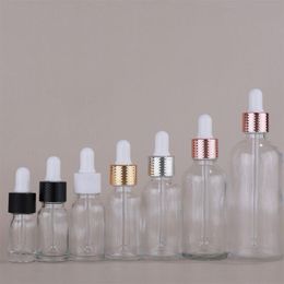 5ml-100ml Glass E Liquid Bottle With Dropper For Essential Oil CLEAR Pipette Empty Refillable Container Gervb