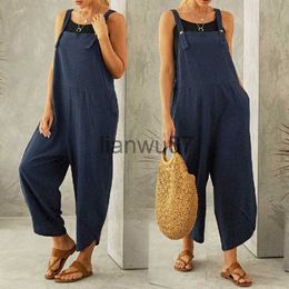 Womens Jumpsuits Rompers Harem Jumpsuit Women Suspender Rompers Overalls Summer Vintage Loose Wide Leg Jumpsuits Playsuits Casual Pocket Femme Clothe J230629