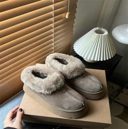 Fashion Classic Women Chestnut Fur Sheepskin Tazz Platform Boot Shoes Suede Upper Comfort Fall Winter Boots