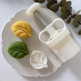 Baking Moulds 2PCS SET Moon Cake Pastry Leaf Shaped Mould 3D 50g Mooncake Hand Pressure Fondant DIY Tool Decorating Tools