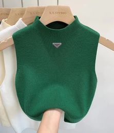 Luxuriöse Damen-Oberteile, Strickpullover, Herbst, Schwarz-Weiß-T-Shirts, Frühlingsherbst, lose Buchstaben-Rundhalspullover, Strickwesten, ärmellose Weste, Top, Pullover, Größe S, M, L, XL