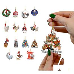 Christmas Decorations Scarf Chicken Holiday Decoration Xmas Outdoor Wood Tree Ornament Drop Delivery Home Garden Festive Party Suppli Dhwaf