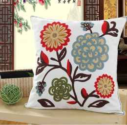 Animal Flower Series Pillowcase 3D Segment Embroidery Pillow Canvas Wool Embroidery Cushion Cover DIY Pillows