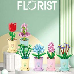 Blocks Bouquets Assembled Building Blocks Flower Arrangement Toys Small Particles Immortal Flower Birthday Gifts R230629