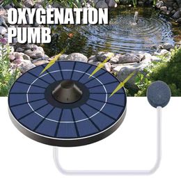Air Pumps Accessories 1pc 0.8 L min Round Solar Oxygen Pump Water Aerator With 150cm Hose Bubble Stone For Aquarium Fish Tank Pond 230628