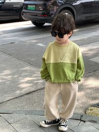 Tshirts 2023 Children's Clothing Sweatshirt Boys' Spring and Autumn Leisure Color Block Pullover Infant clothing for ages 2 to 14 230628