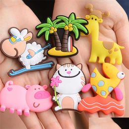 Fridge Magnets Cartoon Animal Magnet Carton Pvc Colorf Sticker Plastic Refrigerator 3D Cute Home Furnishing Decorate Drop Delivery Ga Dhfmn