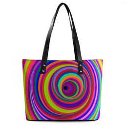 Evening Bags Hypnotic Handbags Vertigo Hole Print Tote Bag Modern College Shoulder Top-Handle Graphic PU Leather Hand