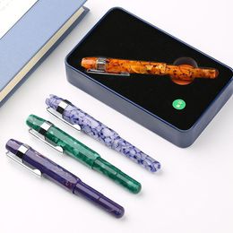 Pens Alpha Colour Acrylic Resin Travel Short Fountain Pen Pocket Pen Extra Fine EF Tip 0.38 Art Fountain Pen