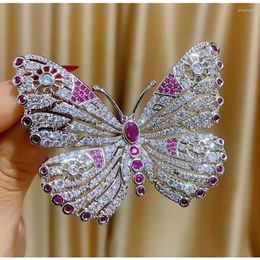 Brooches Shining Cubic Zirconia Red Butterfly Jewelry For Women Brand Design Statement Wedding Brooch Pin Suit Corsage